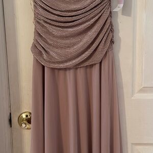 R&M Richards Pink Ruched Cowl Neck Maxi Dress Wedding Guest